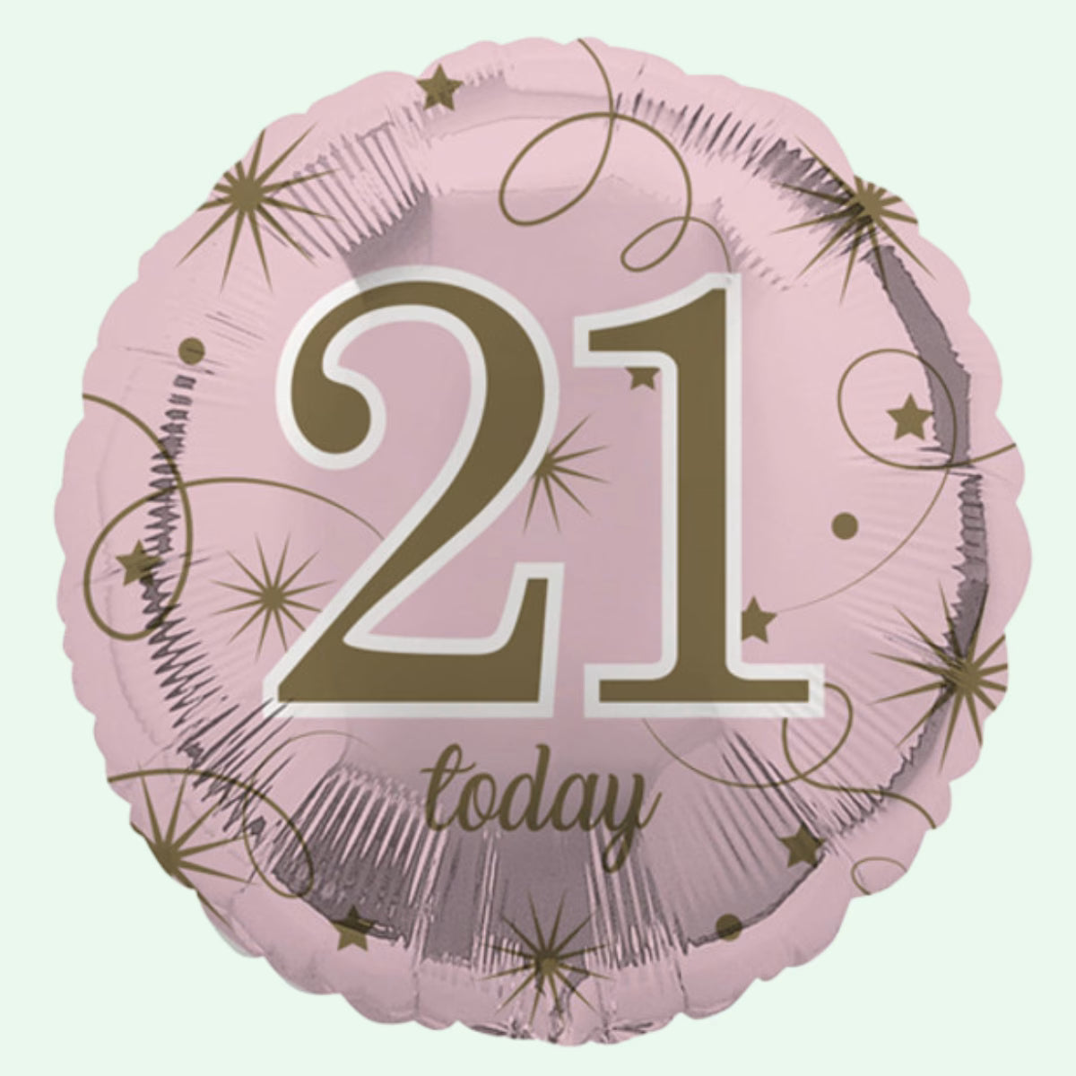 21 Today Pink & Gold Stars Foil Balloon 18" Round (33) image 0