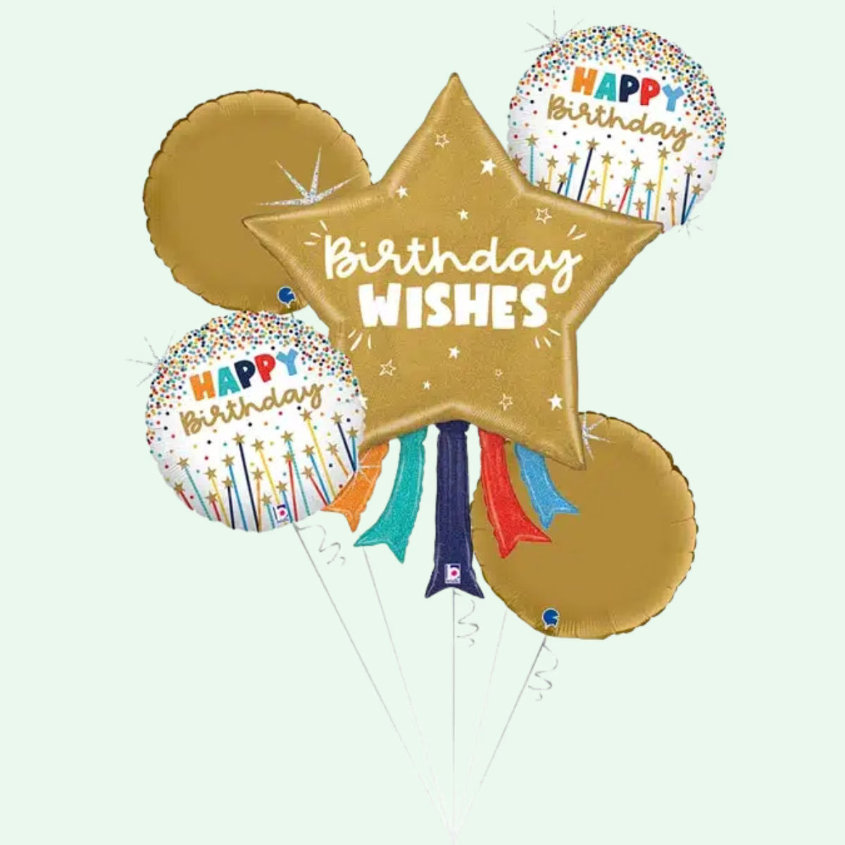 Happy Birthday Bouquet 5 Balloons Filled (94) image 0