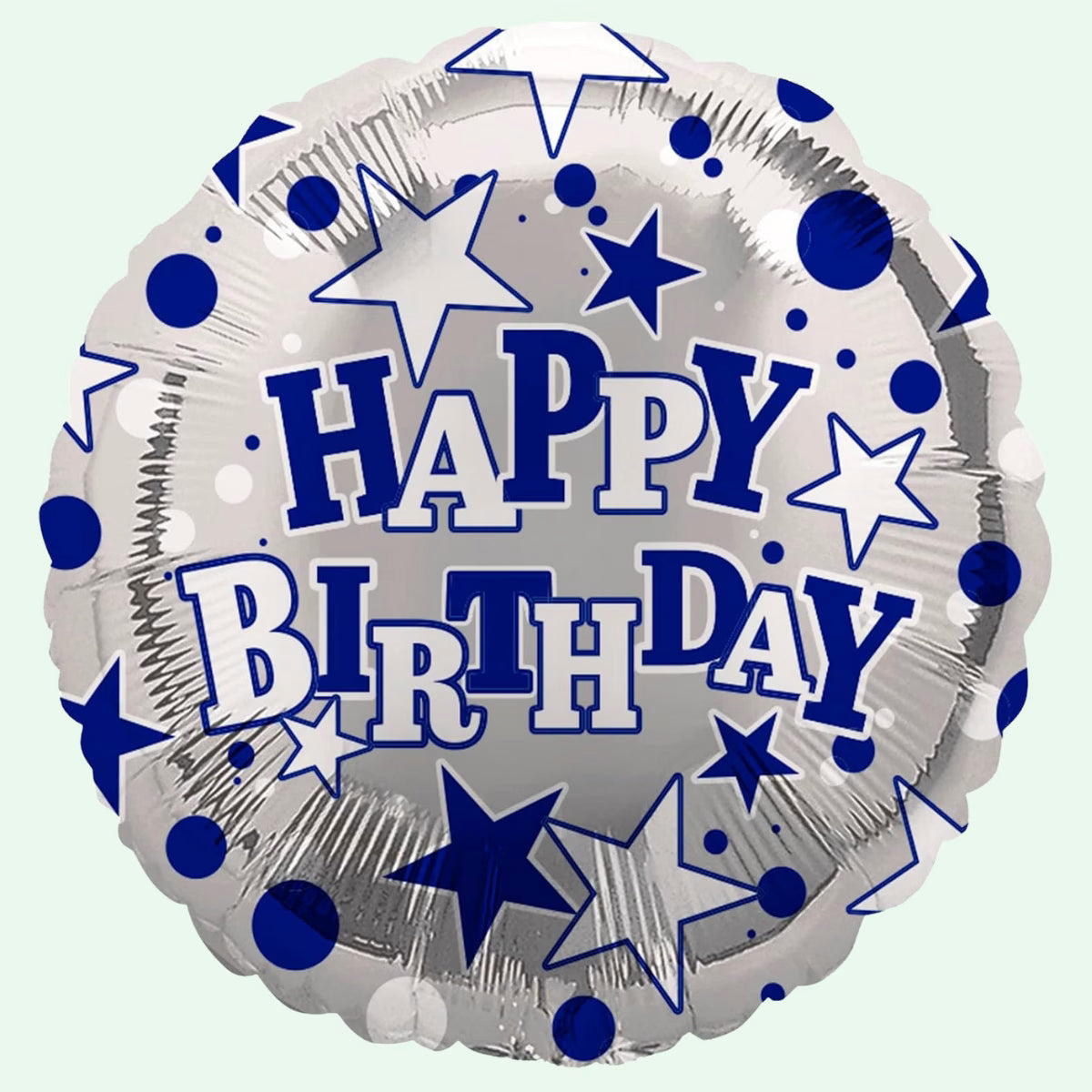 Happy Birthday Male Foil Balloon Blue - White Star 18" (53) image 0