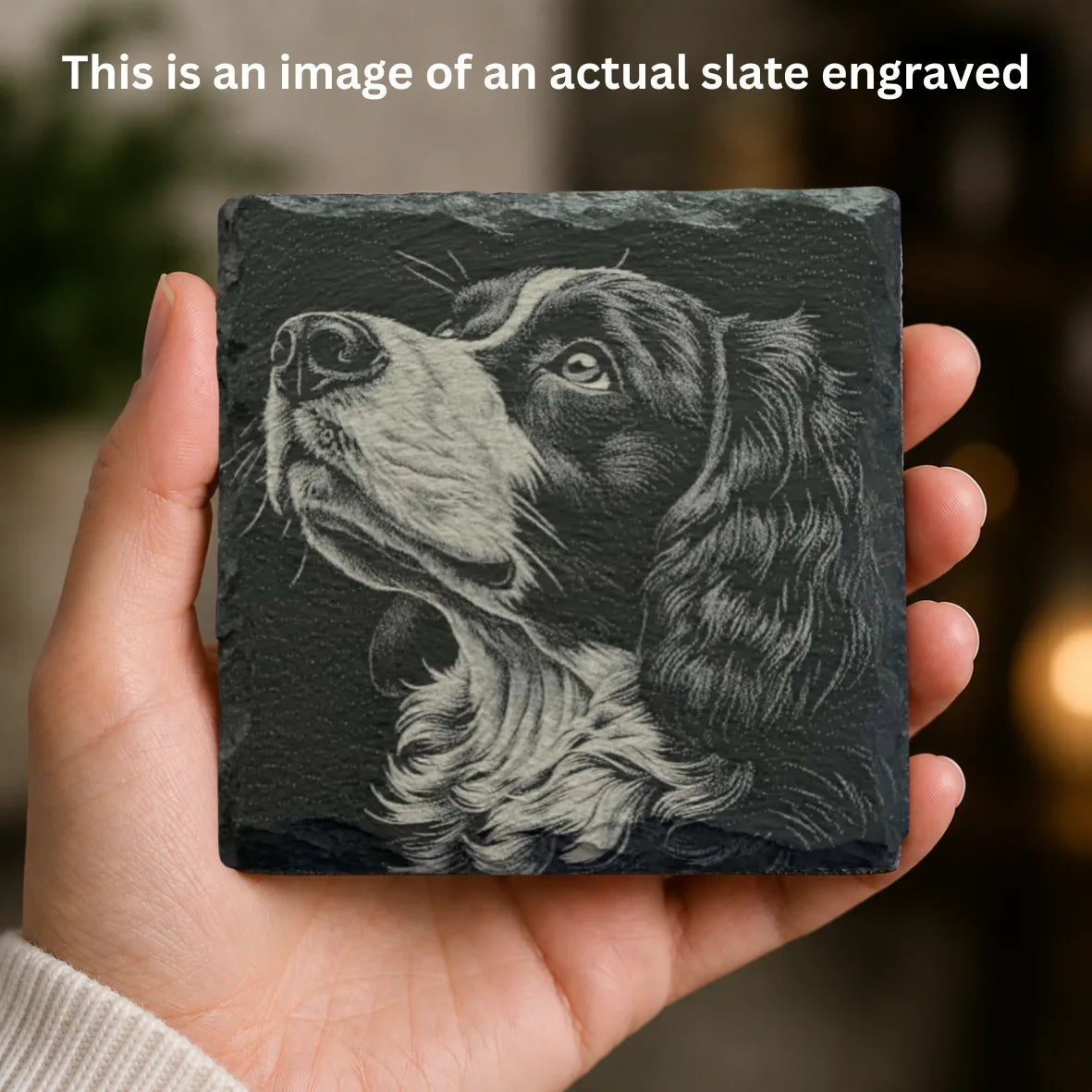 Slate Coaster Engraved Dog Love 38 image 1