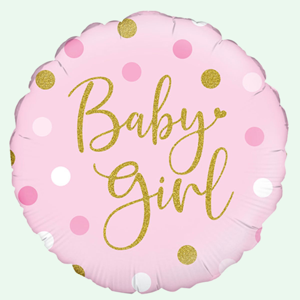 18 inch Baby Girl Pink Spots Holographic Foil Balloon (19) image 0