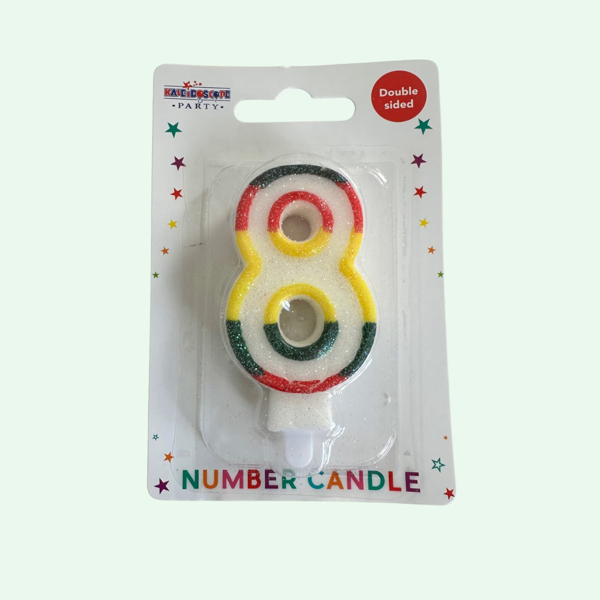Candle Number 8 Rainbow (about 7cm tall) image 0