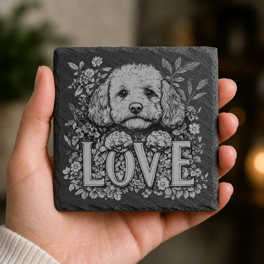 Slate Coaster Engraved Dog Love 28 image 0