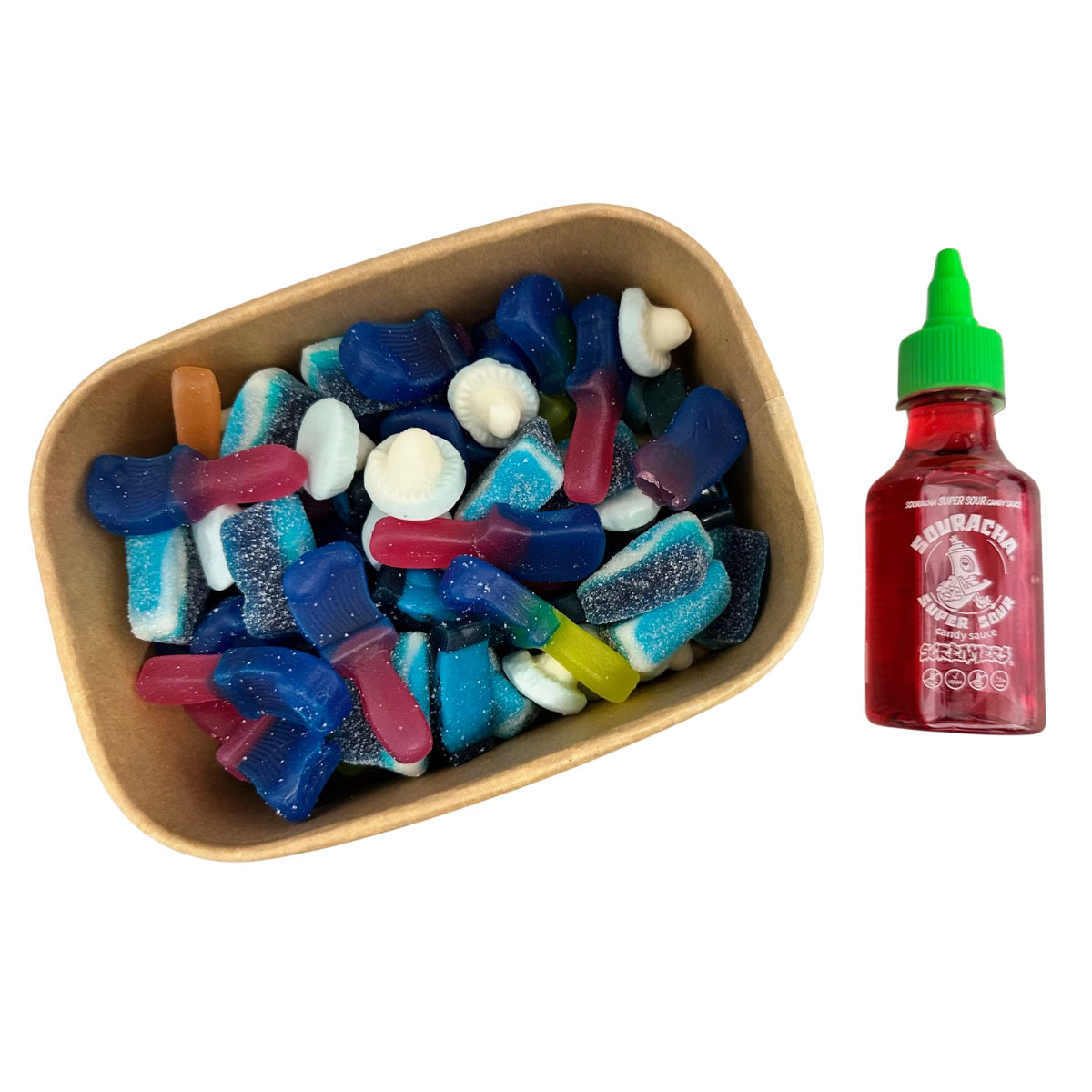 Candy Salad Full of Blue Sweets With Super Sour Sauce image 0