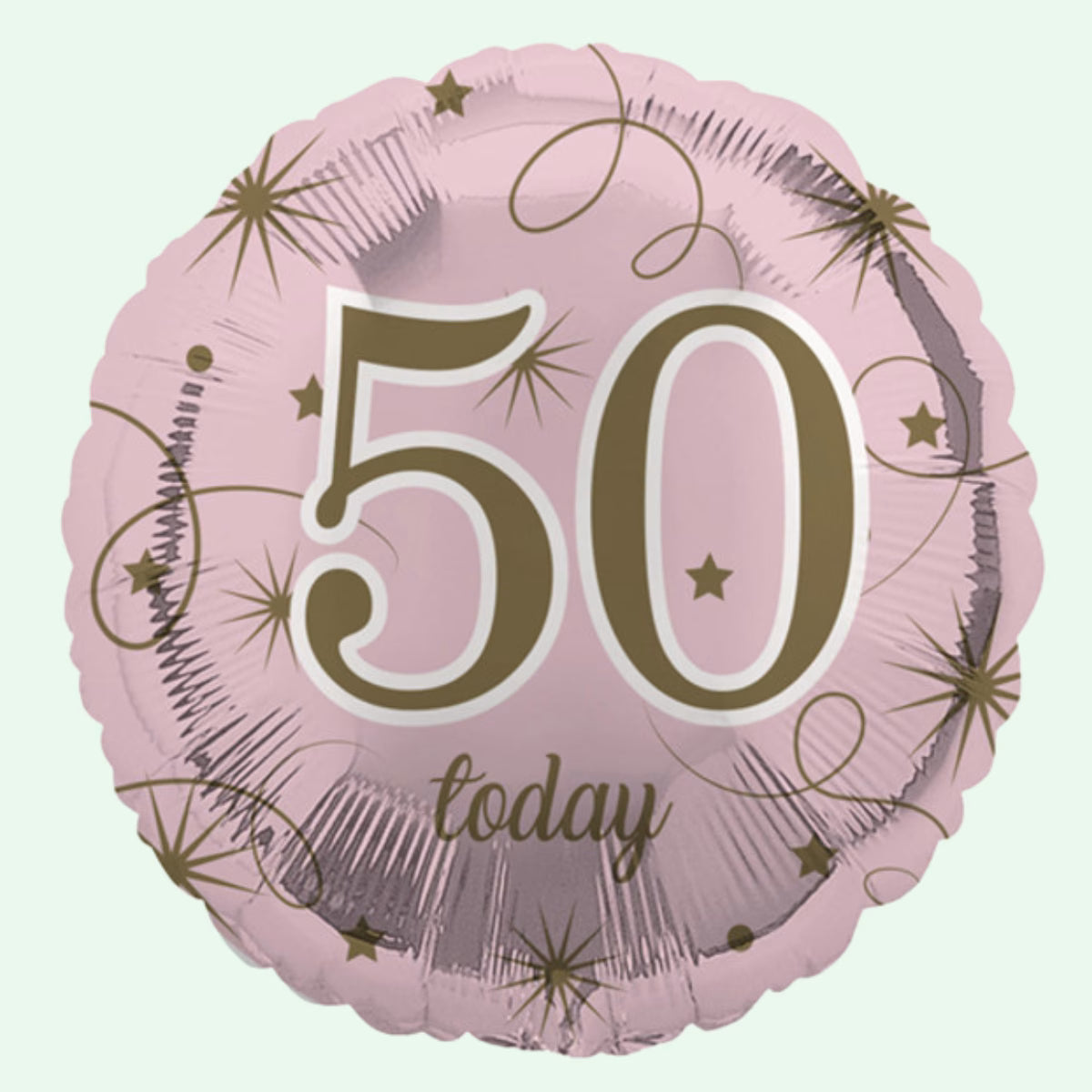 50 Today Pink & Gold Stars Foil Balloon 18" Round (39) image 0