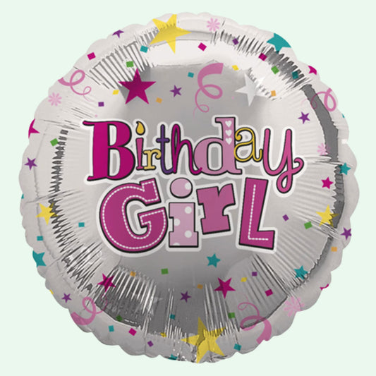 18 inch Birthday Girl Pink Swirls Foil Balloon (42) image 0