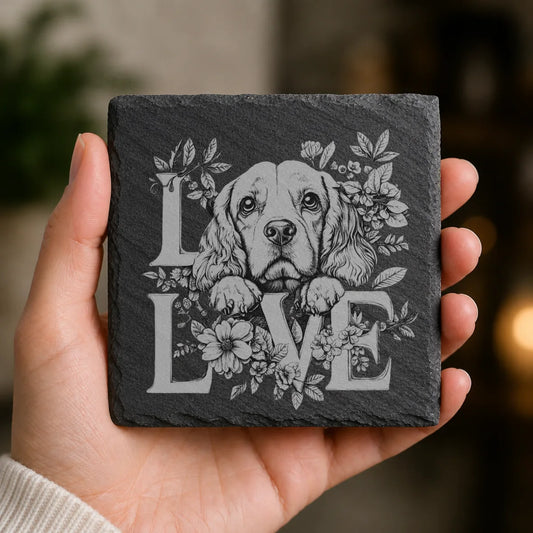 Slate Coaster Engraved Dog Love 38 image 0