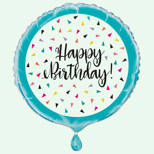 Triangle Confetti Birthday 18" Round Foil Balloon (55) image 0