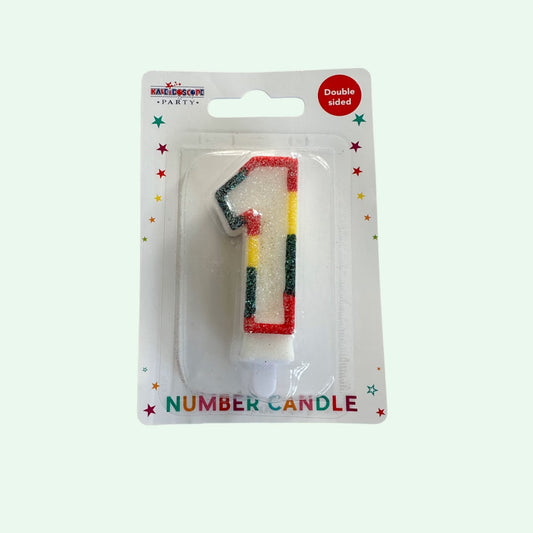 Candle Number 1 Rainbow (about 7cm tall) image 0