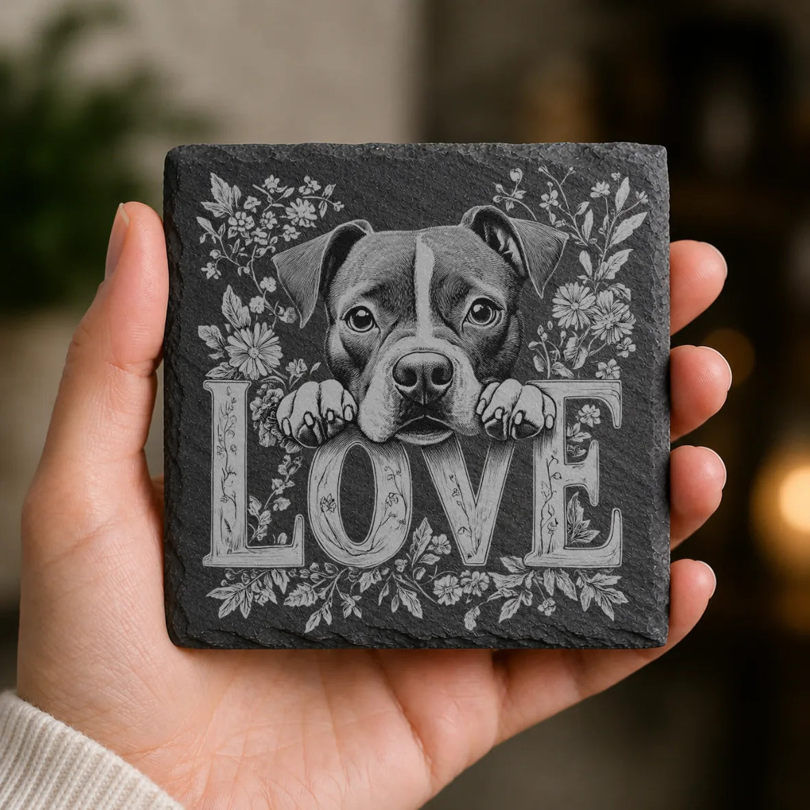 Slate Coaster Engraved Dog Love 42 image 0