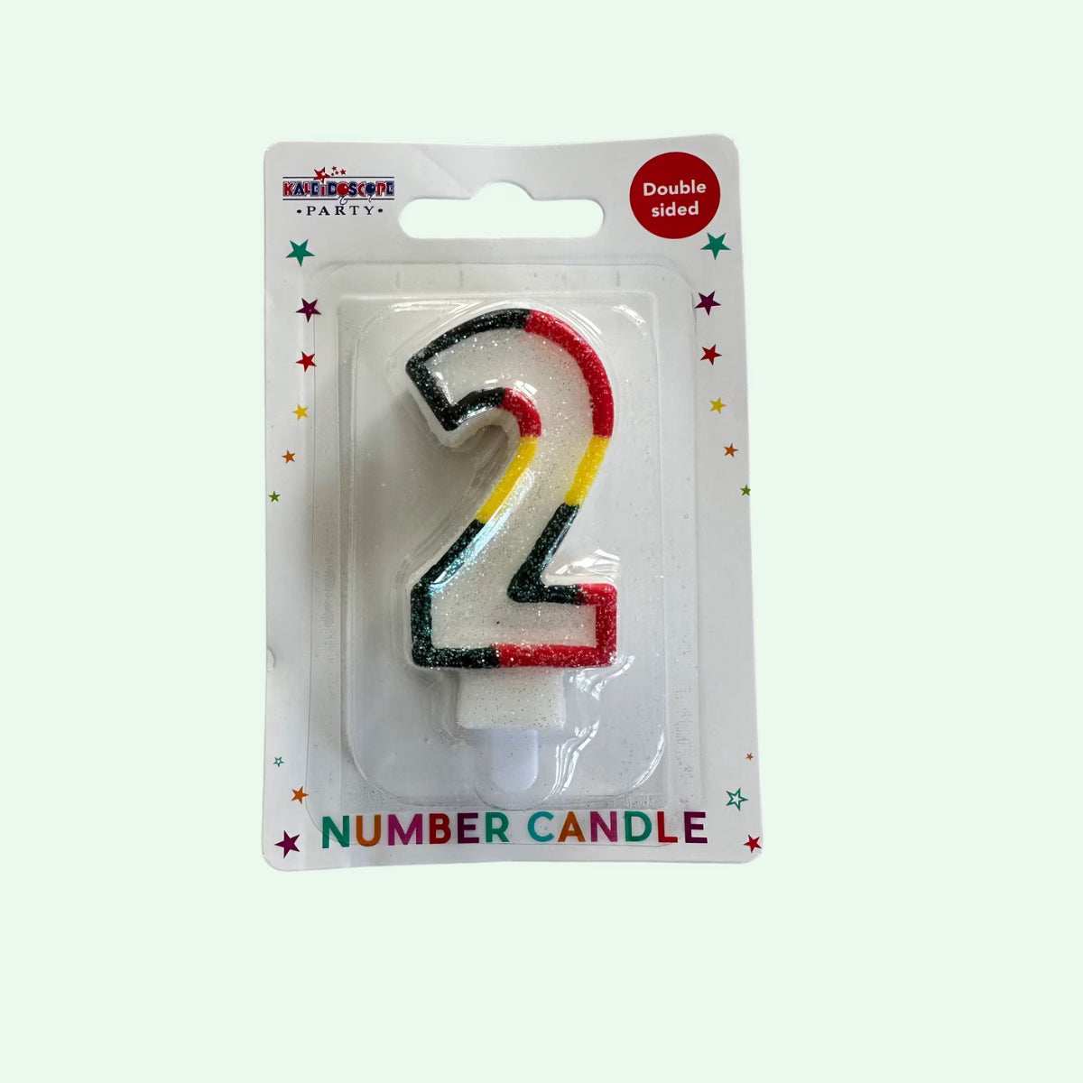 Candle Number 2 Rainbow (about 7cm tall) image 0