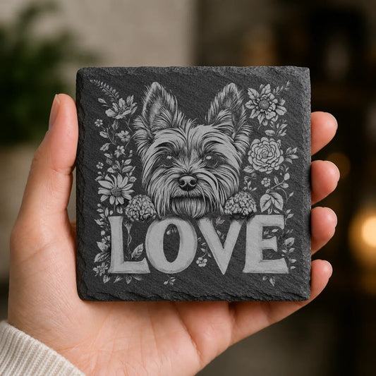 Slate Coaster Engraved Dog Love 9 image 0