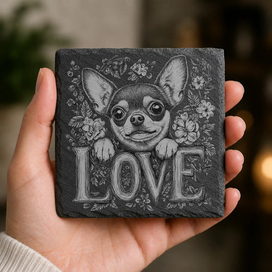Slate Coaster Engraved Dog Love 49 image 0