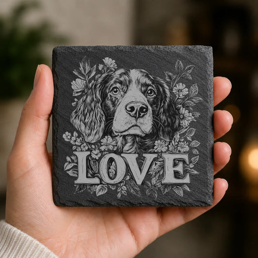 Slate Coaster Engraved Dog Love 36 image 0