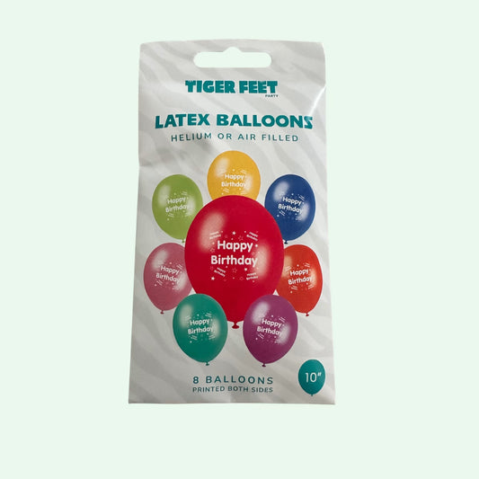 Happy Birthday Latex Balloons Pack of 8 (Un-Inflated) image 0