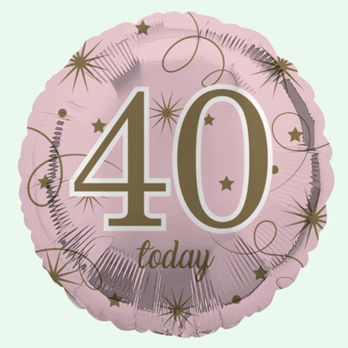 40 Today Pink & Gold Stars Foil Balloon 18" Round (37) image 0