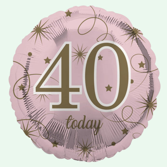 40 Today Pink & Gold Stars Foil Balloon 18" Round (37) image 0