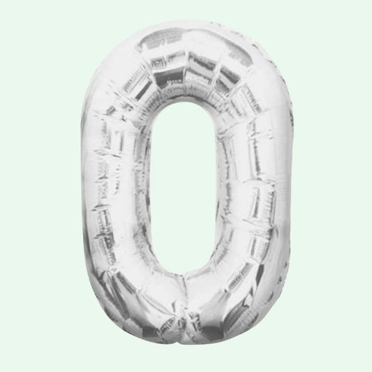 Unique Foil Balloon Silver 34" Number 0 (5) image 0