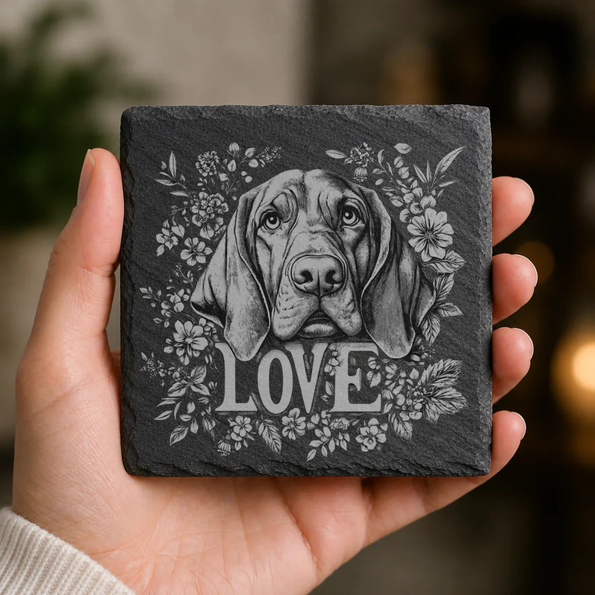 Slate Coaster Engraved Dog Love 17 image 0