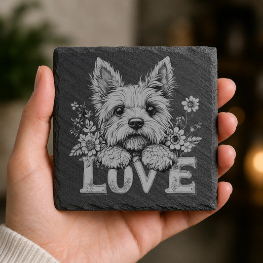 Slate Coaster Engraved Dog Love 55 image 0