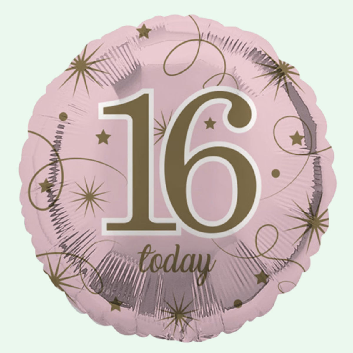 16 Today Pink & Gold Stars Foil Balloon 18" Round (29) image 0