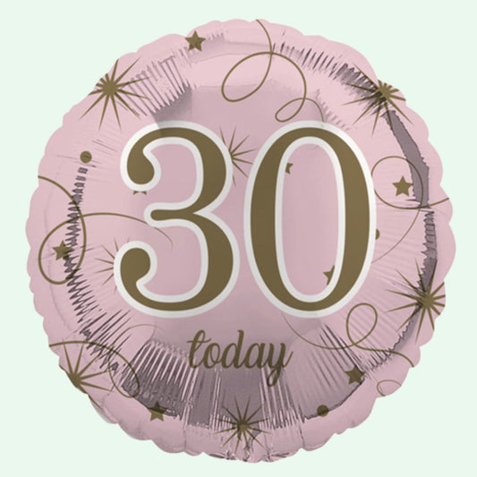 30 Today Pink & Gold Stars Foil Balloon 18" Round (35) image 0