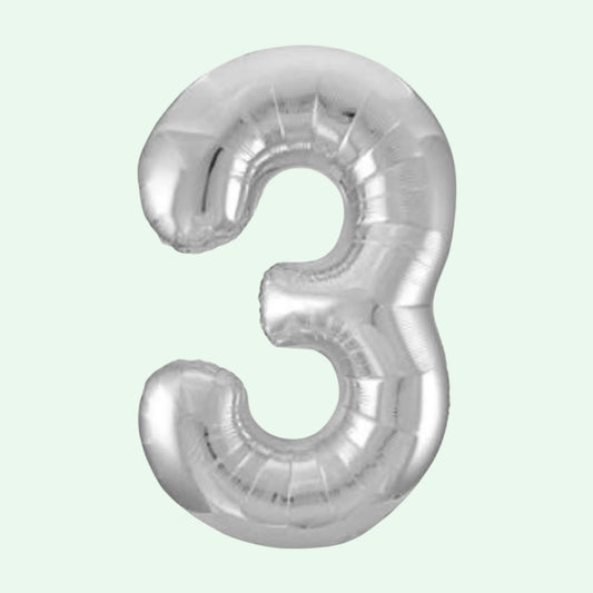 Unique Foil Balloon Silver 34" Number 3 (9) image 0