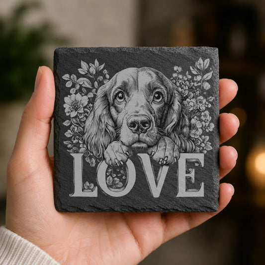 Slate Coaster Engraved Dog Love 46 image 0