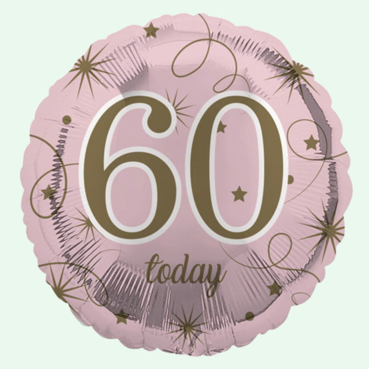 60 Today Pink & Gold Stars Foil Balloon 18" Round (40) image 0