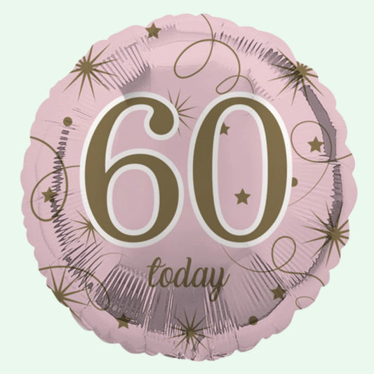 60 Today Pink & Gold Stars Foil Balloon 18" Round (40) image 0