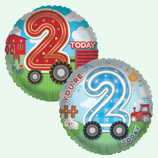 Farmyard Fun Age 2 Foil Balloon 18" Round (1 Balloon Double sided Print) (22) image 0