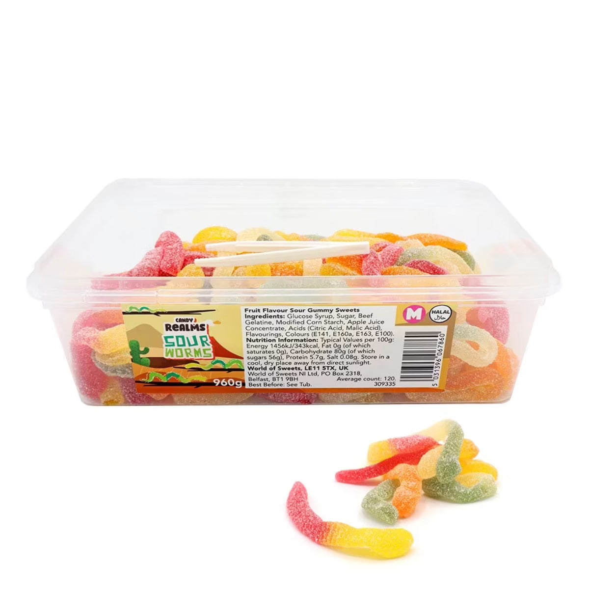 Sour Worms Full Tub 960g image 0