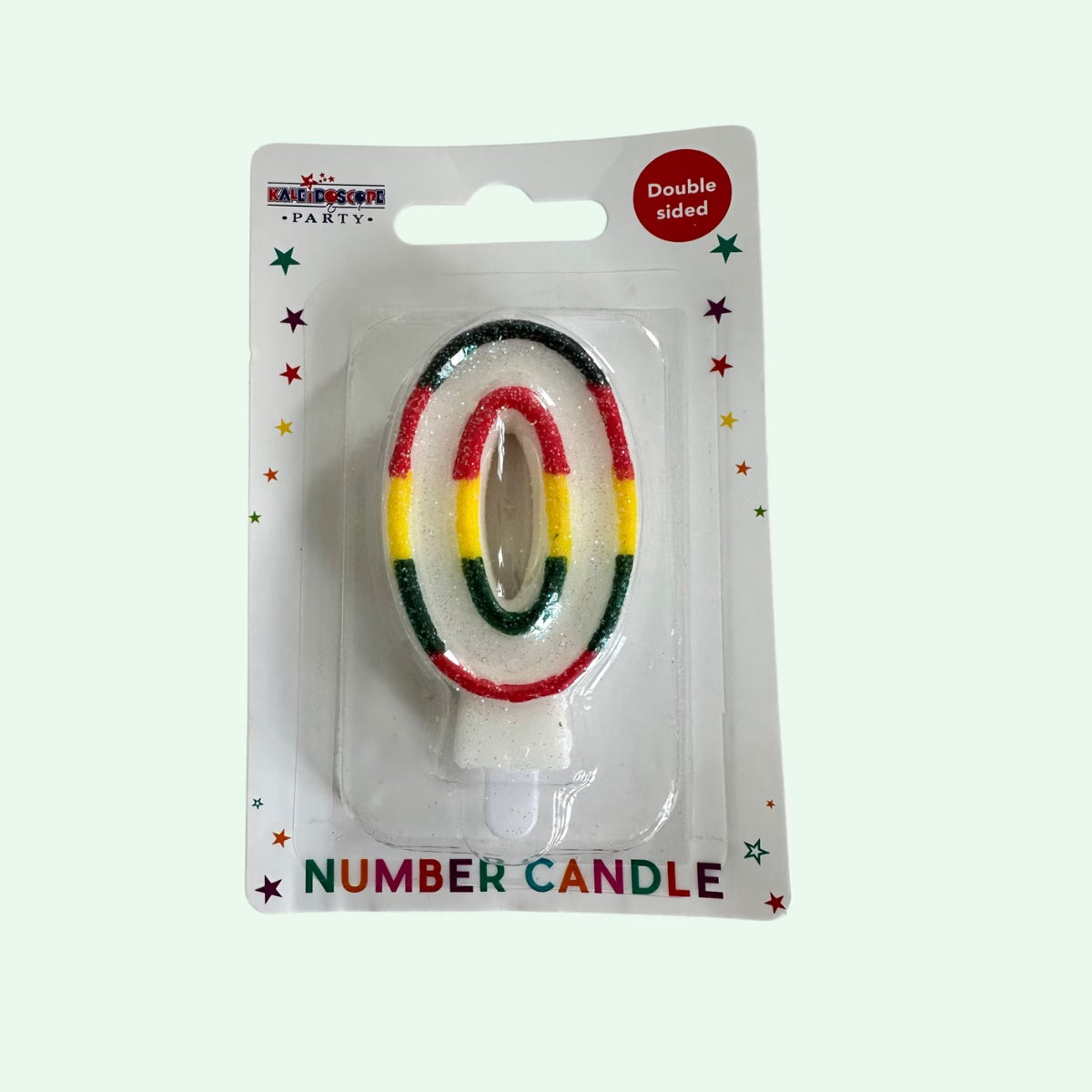 Candle Number 0 Rainbow (about 7cm tall) image 0