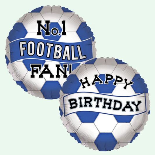 18 inch Birthday No.1 Football Fan Blue White Foil Balloon (67) image 0
