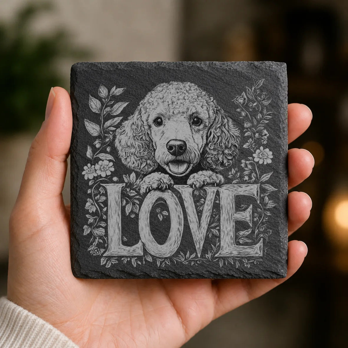 Slate Coaster Engraved Dog Love 43 image 0