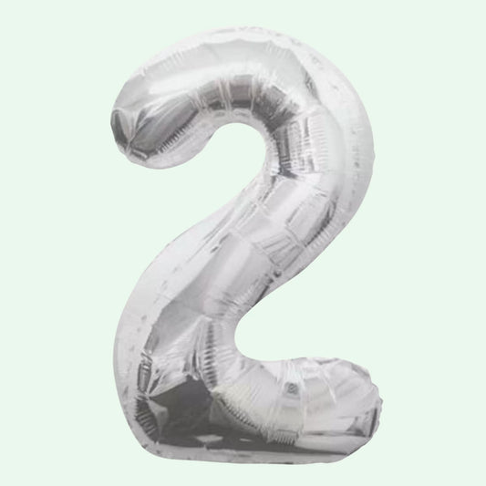 Unique Foil Balloon Silver 34" Number 2 (8) image 0