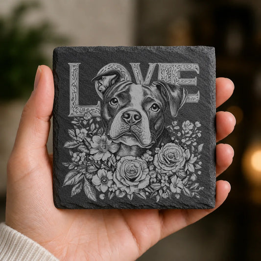 Slate Coaster Engraved Dog Love 53 image 0