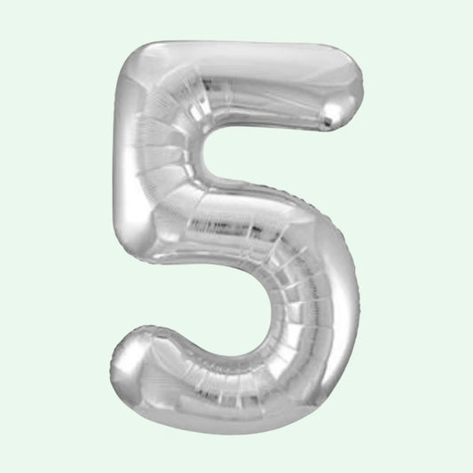 Unique Foil Balloon Silver 34" Number 5 (11) image 0