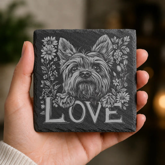 Slate Coaster Engraved Dog Love 54 image 0