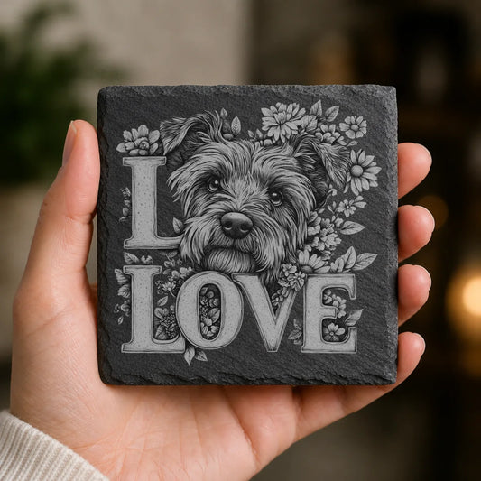 Slate Coaster Engraved Dog Love 6 image 0