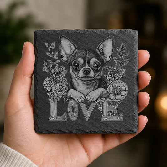 Slate Coaster Engraved Dog Love 23 image 0