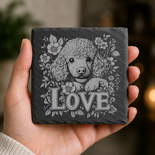 Slate Coaster Engraved Dog Love 44 image 0