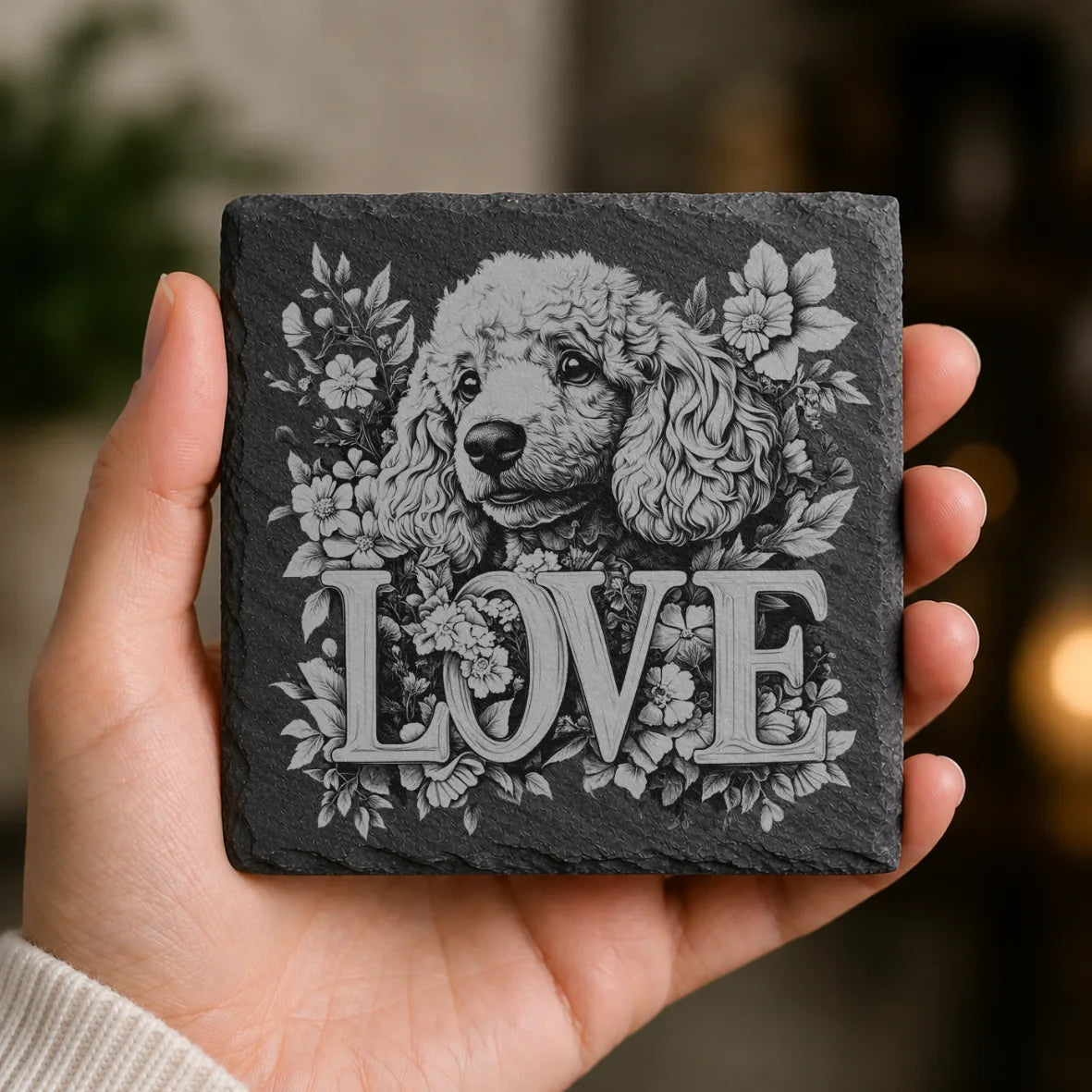 Slate Coaster Engraved Dog Love 45 image 0