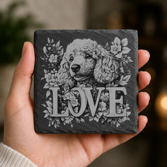 Slate Coaster Engraved Dog Love 45 image 0