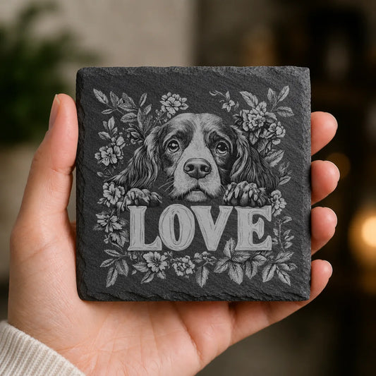 Slate Coaster Engraved Dog Love 47 image 0