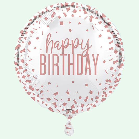 Rose Gold Confetti Happy Birthday 18" Foil Balloon (46) image 0