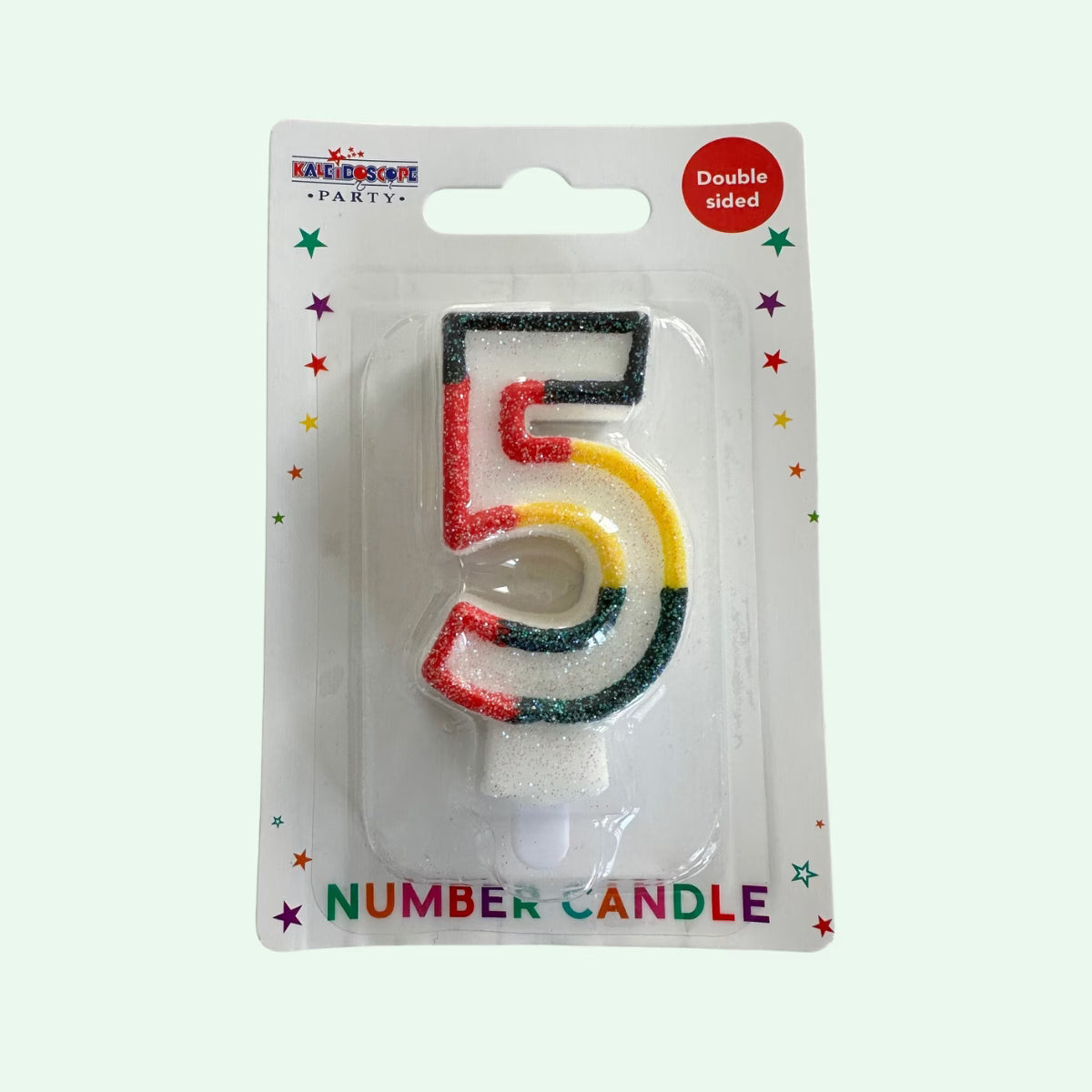 Candle Number 5 Rainbow (about 7cm tall) image 0