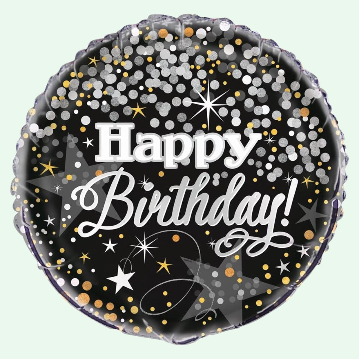 Happy Birthday Foil Balloon 18" Silver Glitter Theme (52) image 0