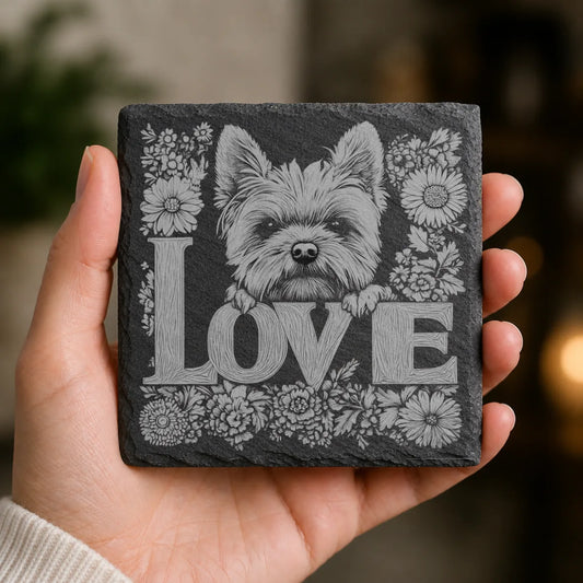 Slate Coaster Engraved Dog Love 10 image 0