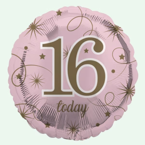 16 Today Pink & Gold Stars Foil Balloon 18" Round (29)